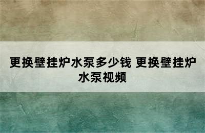 更换壁挂炉水泵多少钱 更换壁挂炉水泵视频